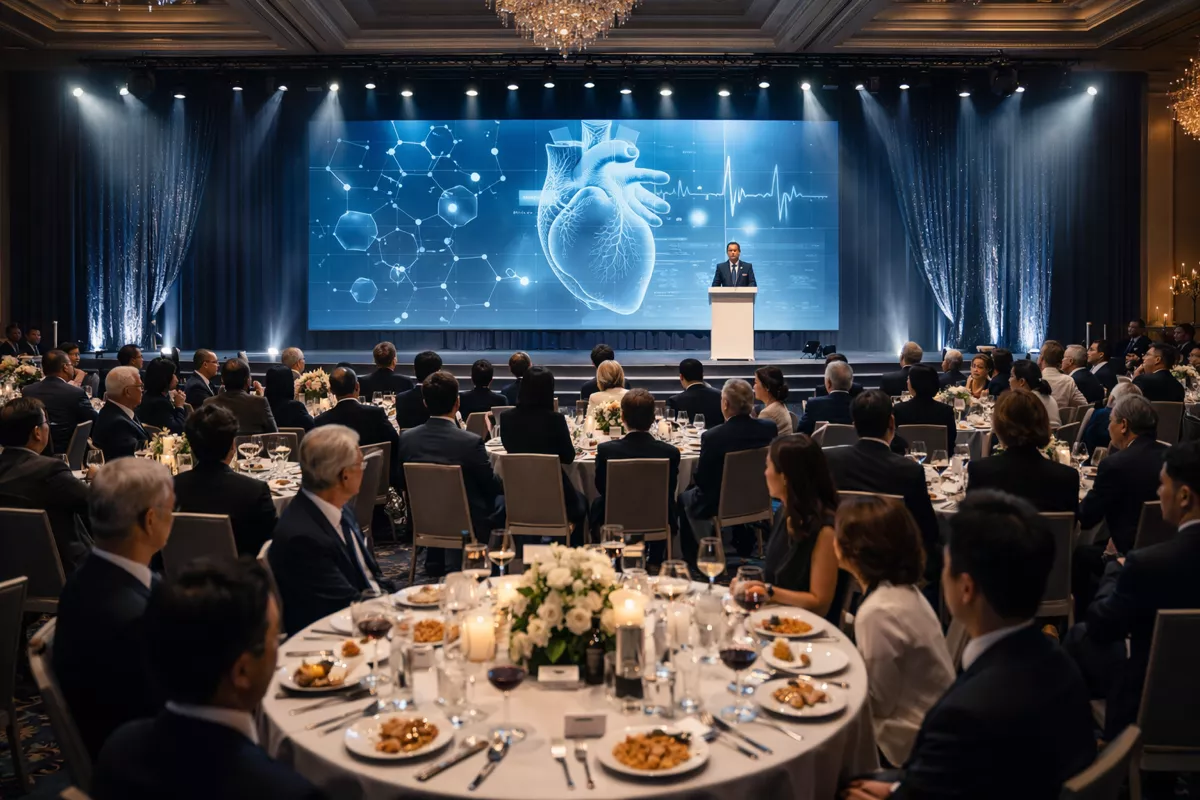 Medical conference banquet with healthcare professionals